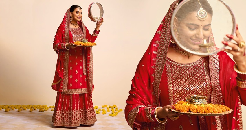 chinese dress ladies Party Wear Long Dress For Karwa Chauth main image 1